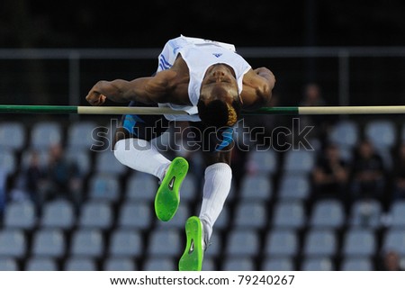 TURIN, ITALY - JUNE 10: Oni Samson (GBR) performs high jump during the 2011 Memorial Primo Nebiolo track and field athletics international meeting, on June 10, 2011 in Turin, Italy.