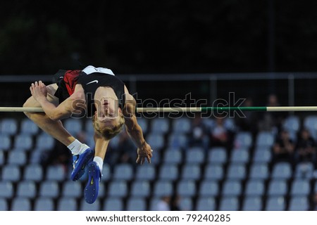 TURIN, ITALY - JUNE 10: Mudrov Sergey (RUS) performs high jump during the 2011 Memorial Primo Nebiolo track and field athletics international meeting, on June 10, 2011 in Turin, Italy.