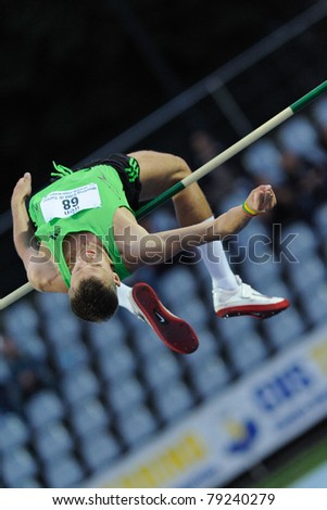 TURIN, ITALY - JUNE 10: Dmitrik Alexsey (RUS) performs high jump during the 2011 Memorial Primo Nebiolo track and field athletics international meeting, on June 10, 2011 in Turin, Italy.