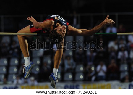 TURIN, ITALY - JUNE 10: Ciotti Nicola (ITA) performs high jump during the 2011 Memorial Primo Nebiolo track and field athletics international meeting, on June 10, 2011 in Turin, Italy.