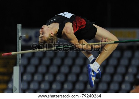 TURIN, ITALY - JUNE 10: Mudrov Sergey (RUS) performs high jump during the 2011 Memorial Primo Nebiolo track and field athletics international meeting, on June 10, 2011 in Turin, Italy.