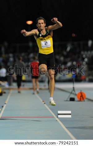 TURIN, ITALY - JUNE 10: Donato Fabrizio (ITA) performs triple jump during the 2011 Memorial Primo Nebiolo track and field athletics international meeting, on June 10, 2011 in Turin, Italy.