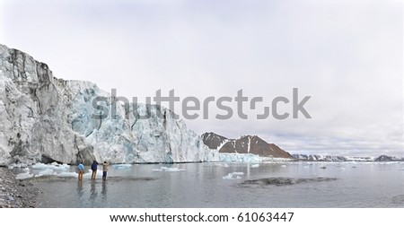 People under the glacier (Arctic, Spitsbergen)