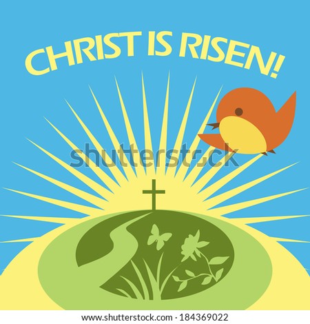 Christ is risen greeting card. Spting sunshine