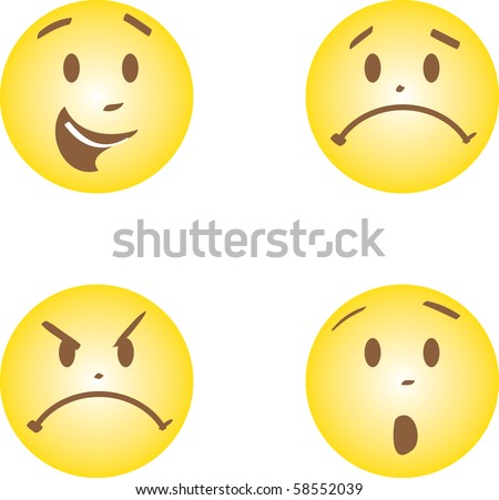 faces with happy, anger, sad and fright emotions