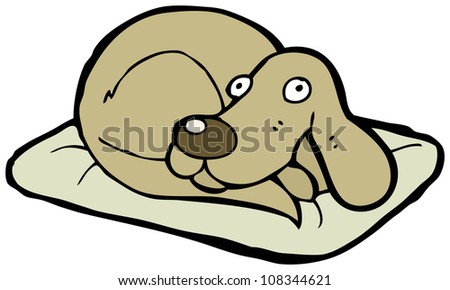 Cartoon Dog On Bed Stock Photo 108344621 : Shutterstock