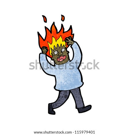 Cartoon Man With Hair On Fire Stock Vector 115979401 : Shutterstock