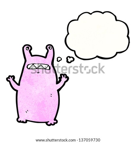 cartoon alien with thought bubble