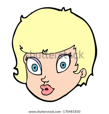 cartoon surprised female face - stock photo