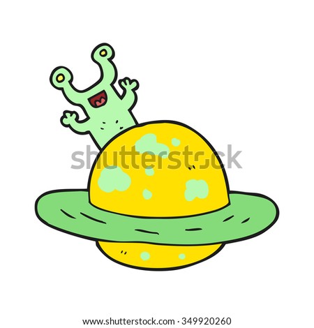 freehand drawn cartoon alien planet