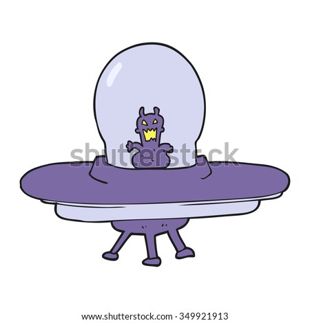 freehand drawn cartoon alien spaceship