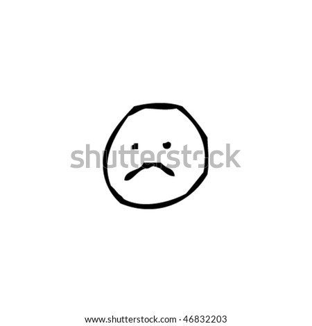 Authentic Scratchy Ink Drawing Of A Sad Face Stock Vector Illustration
