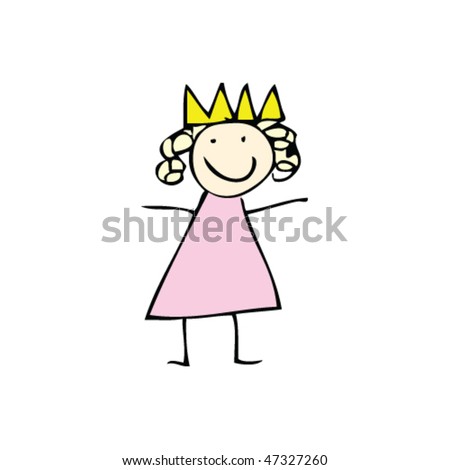 Child'S Drawing Of A Princess Stock Vector Illustration 47327260