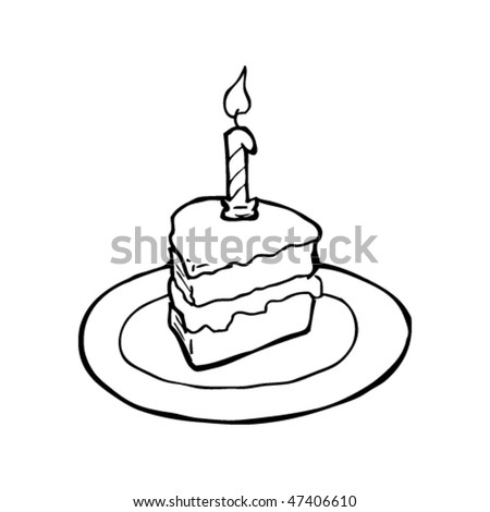 Drawing Of A Slice Of Birthday Cake Stock Vector Illustration 47406610