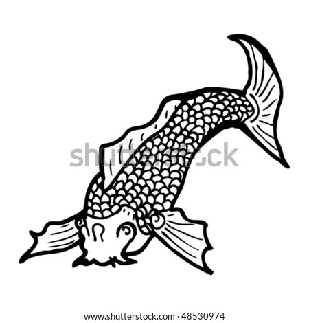 koi tattoo drawing. asian. authentic