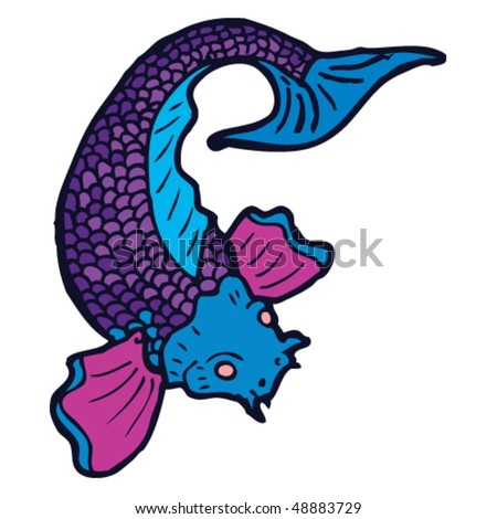 stock vector : koi carp tattoo drawing