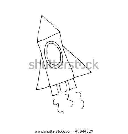 Child'S Drawing Of A Rocket Stock Vector Illustration 49844329