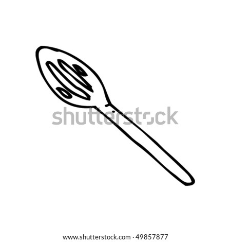 Quirky Drawing Of A Slotted Spoon Stock Vector Illustration 49857877