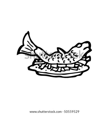 fish and chips logo. drawing of fish and chips