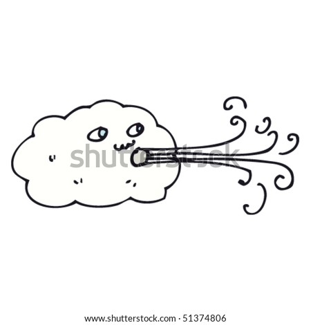 Quirky Drawing Of Cloud Blowing Wind Stock Vector 51374806 ...