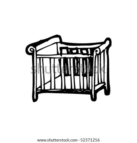 Quirky Drawing Of A Baby'S Crib Stock Vector 52371256 : Shutterstock