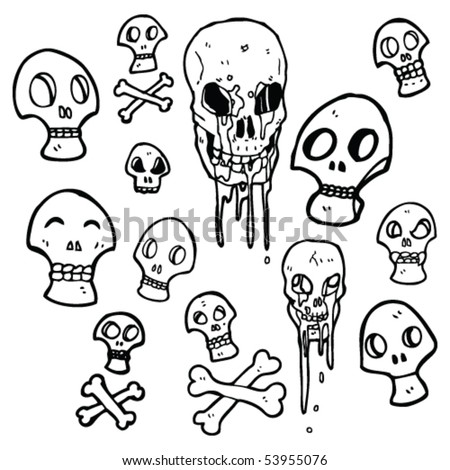 stock vector lots of skull drawings