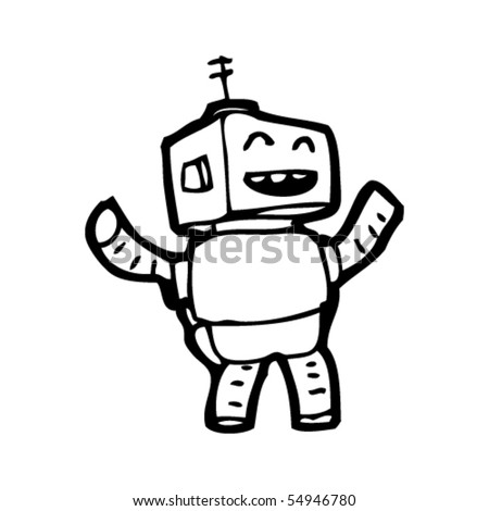 stock vector happy robot cartoon