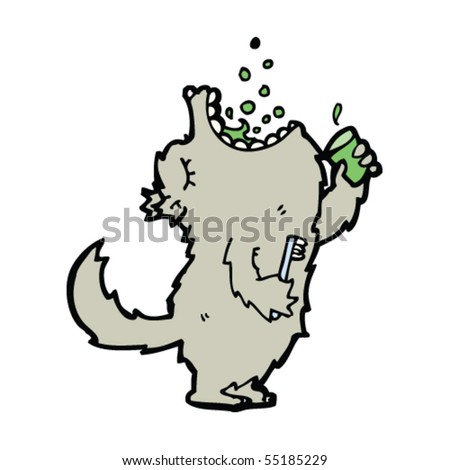 clipart cartoon wolf. stock vector : wolf gargling