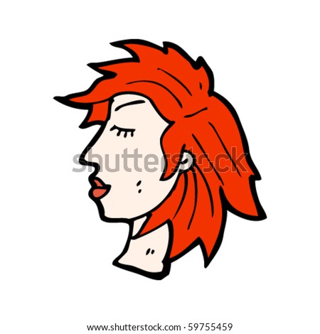 stock vector : red hair head cartoon