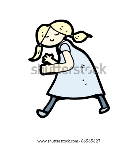 girl walking cartoon