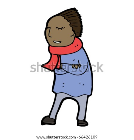 Woman In Cold Weather Cartoon Stock Vector Illustration 66426109