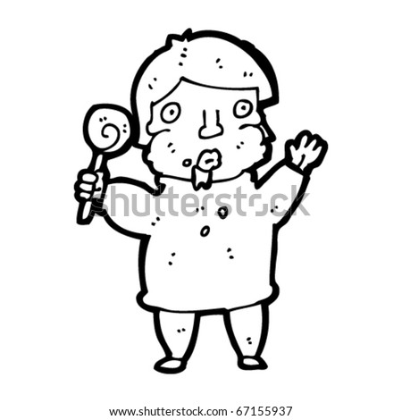 little fat kid cartoon. stock vector : fat kid eating