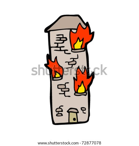 cartoon burning building