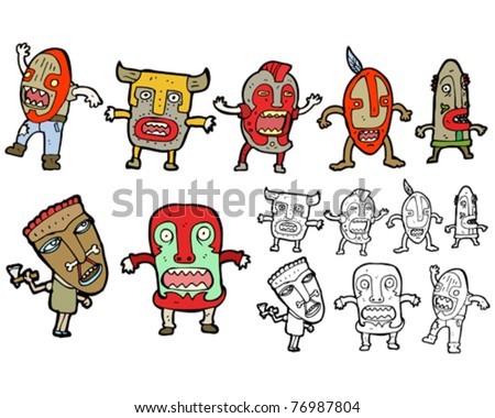stock vector tribal masks cartoon
