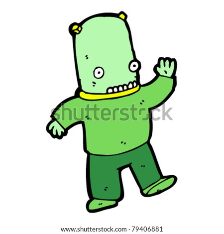 cartoon alien spaceman waving