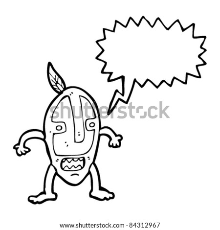 stock vector cartoon tribal mask man
