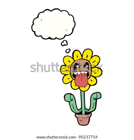 Retro Flower Cartoon Sticking Out Tongue Stock Vector Illustration