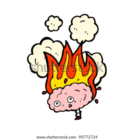Brain On Fire Cartoon Stock Vector Illustration 90772724 : Shutterstock