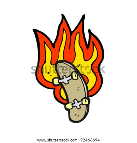 stock vector flaming skateboard cartoon Save to a lightbox 