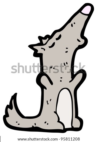 Cute Little Wolf Howling Cartoon Stock Photo 95811208 : Shutterstock