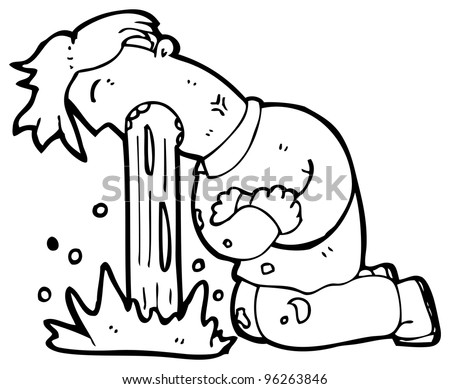 Cartoon Man Being Sick Stock Photo