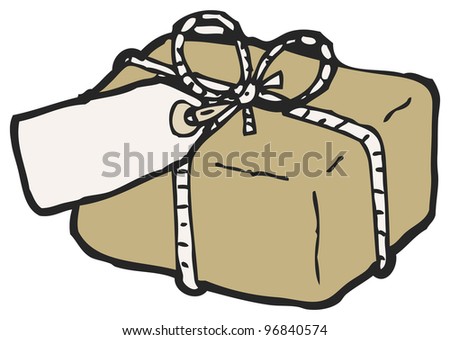 Cartoon Package In Brown Paper And String Stock Photo 96840574