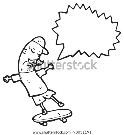 stock photo old man on skateboard cartoon