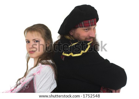 man and woman on white background