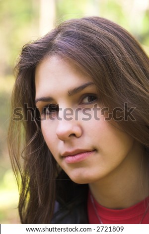 beauty young woman outdoor portrait close up