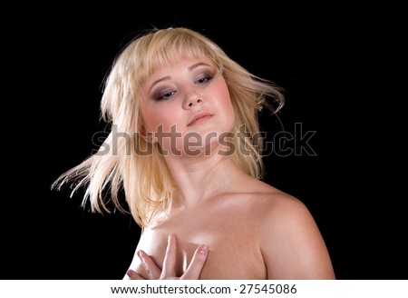 stock photo Naked sexy girl on black isolated background