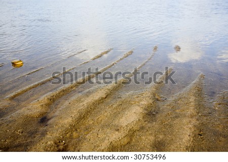 Sand lying like stripes near the sea