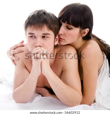 stock photo unhappy couple in bed sexual related problems