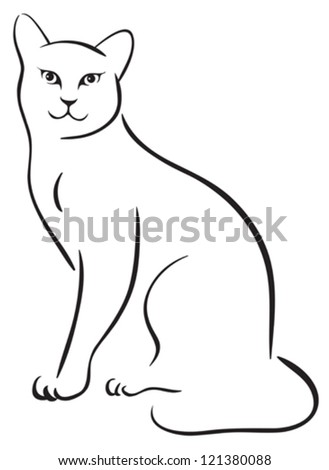 Outline Cat Stock Vector Illustration 121380088 : Shutterstock