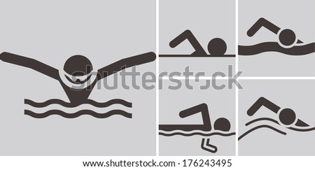 Summer sports icons set -  swimming icons